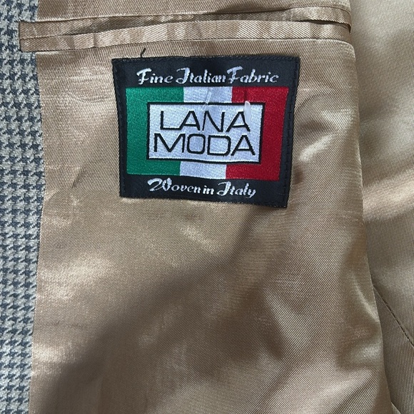LANA MODA MENS LUXURY BLAZER 39R Houndstooth fine Italian woven fabric - Picture 7 of 8